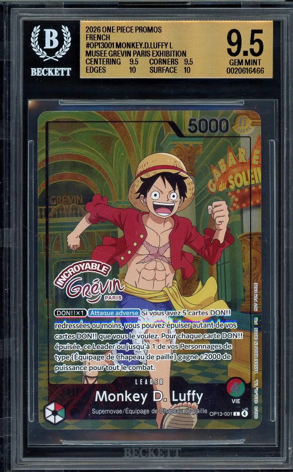 BGS 9.5 Monkey D. Luffy Stamp