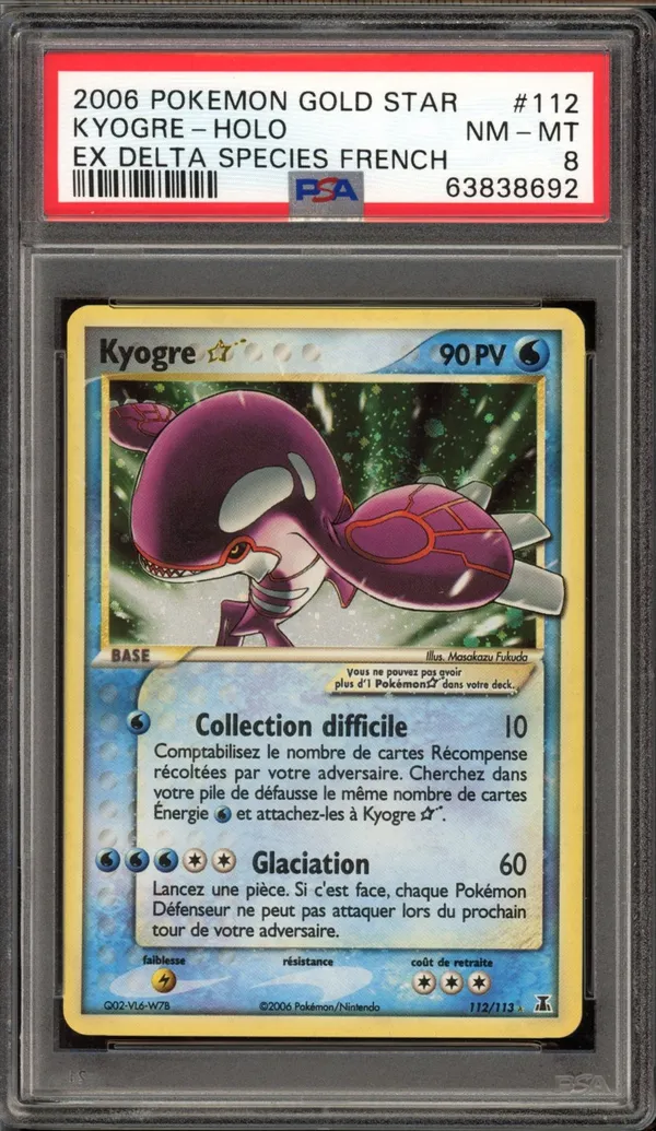 PSA 8 Kyogre Gold Star