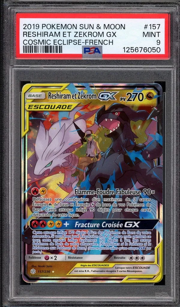 PSA 9 Reshiram et Zekrom Gx