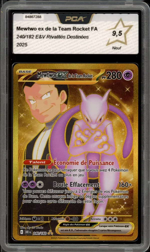 PCA 9.5 Mewtwo Ex de la Team Rocket Gold