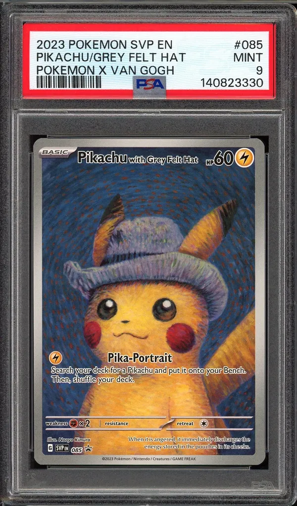 PSA 9 Pikachu with Grey Felt Hat
