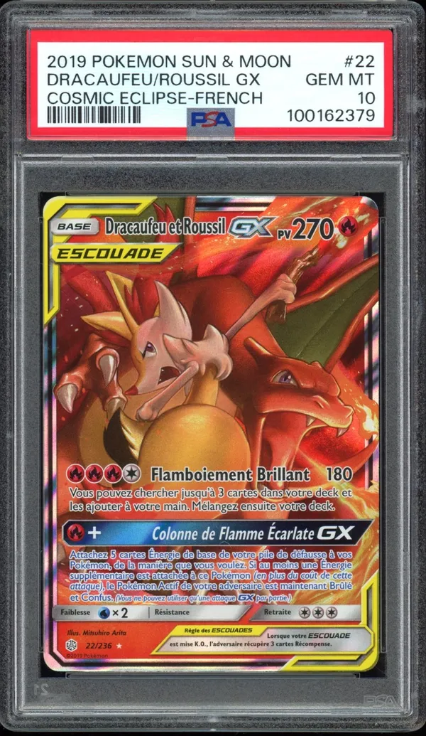 PSA 10 Dracaufeu et Roussil Gx
