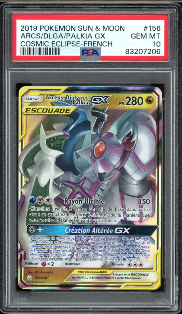 PSA 10 Arceus, Dialga et Palkia Gx