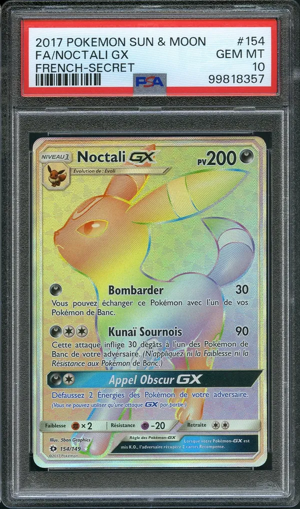 PSA 10 Noctali Gx Rainbow