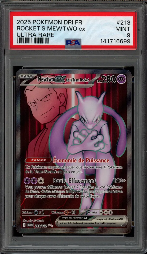 PSA 9 Mewtwo Ex de la Team Rocket