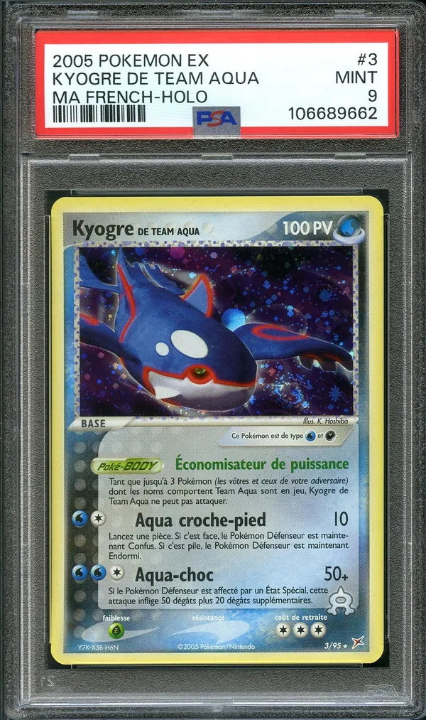 PSA 9 Kyogre de Team Aqua Holo
