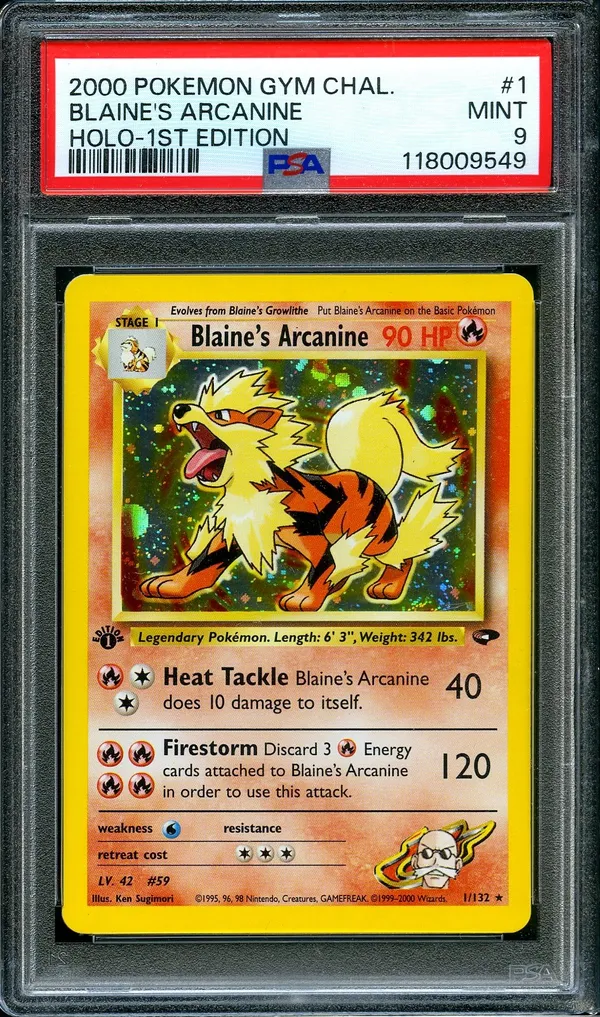 PSA 9 Blaine's Arcanine Holo
