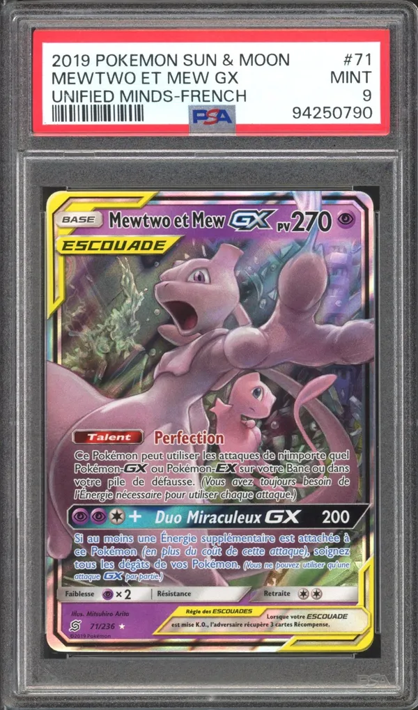 PSA 9 Mewtwo et Mew Gx