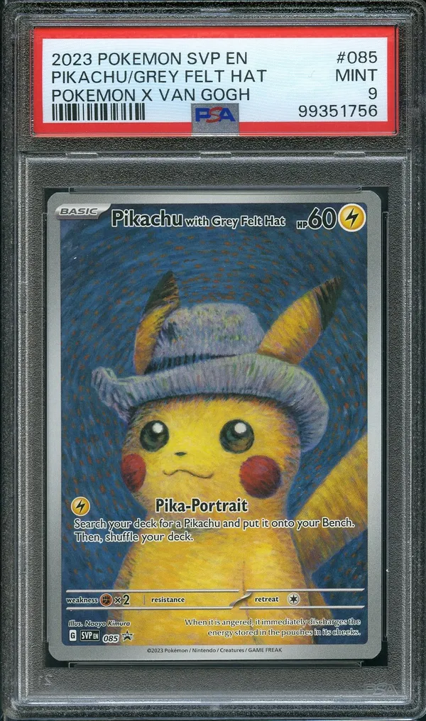 PSA 9 Pikachu with Grey Felt Hat