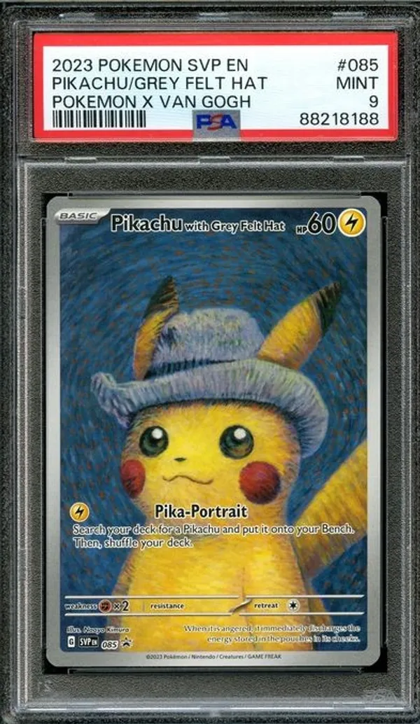 PSA 9 Pikachu with Grey Felt Hat