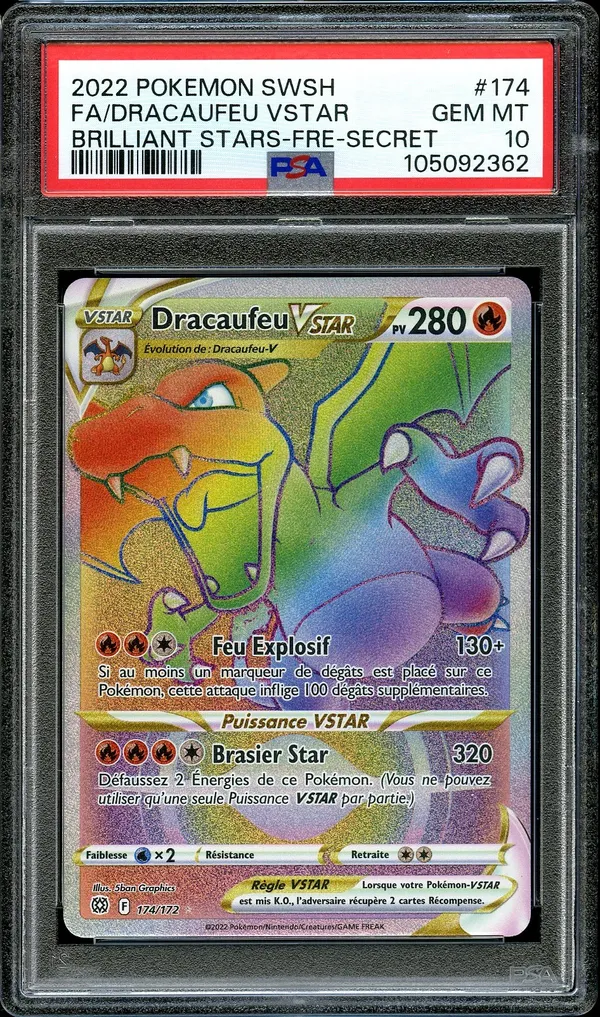 PSA 10 Dracaufeu VStar Rainbow