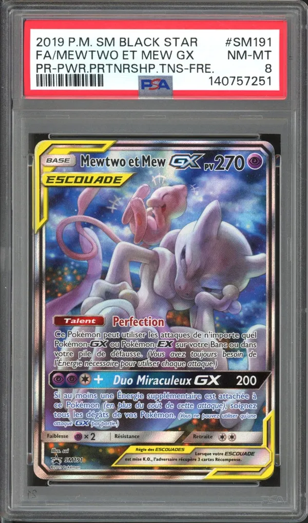 PSA 8 Mewtwo et Mew Gx