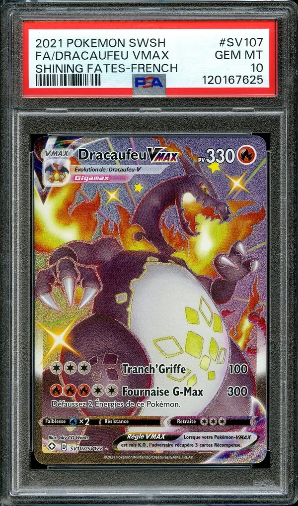 PSA 10 Dracaufeu VMax Shiny