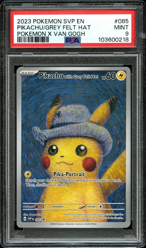 PSA 9 Pikachu with Grey Felt Hat