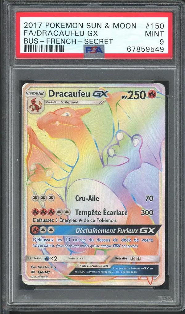 PSA 9 Dracaufeu Gx Rainbow