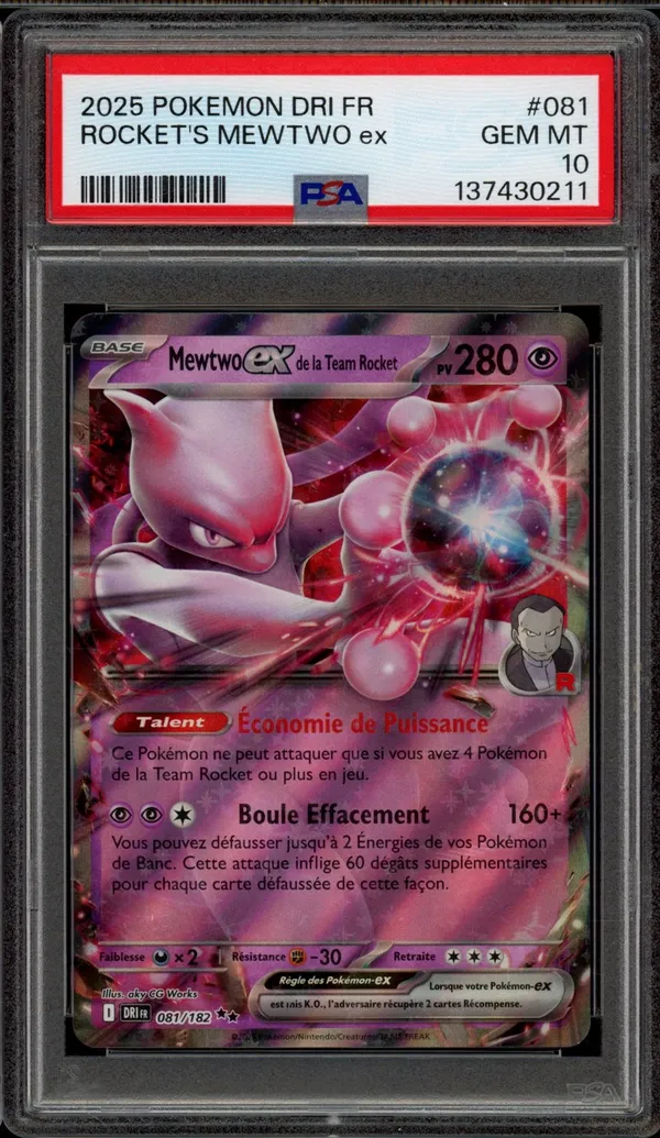 PSA 10 Mewtwo Ex de la Team Rocket