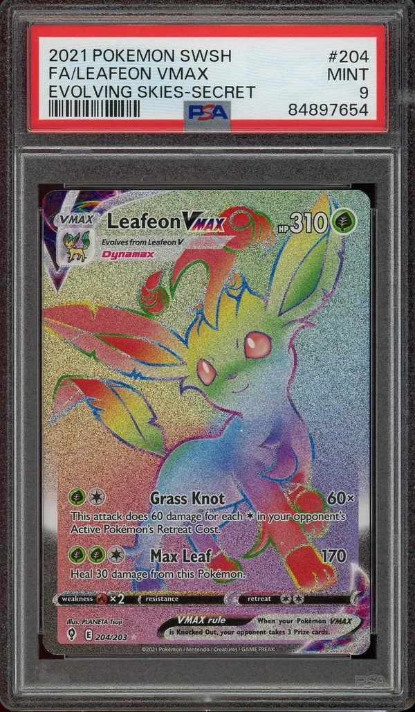 PSA 9 Leafeon VMax Rainbow