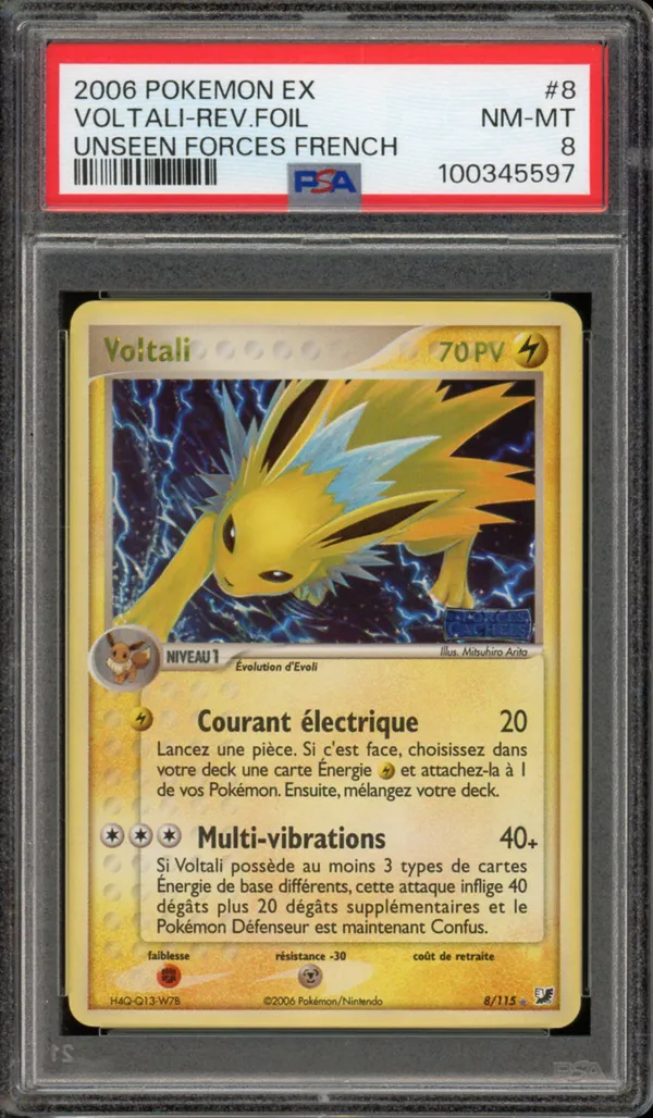 PSA 8 Voltali Holo Reverse