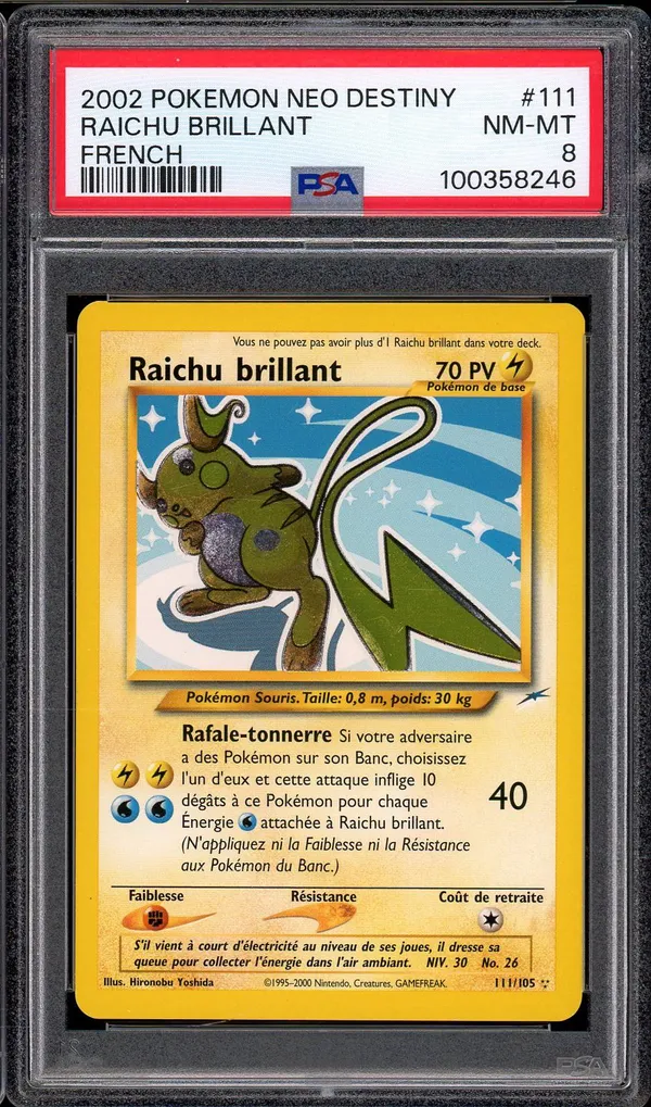 PSA 8 Raichu Brillant