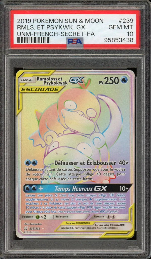 PSA 10 Ramoloss et Psykokwak Gx Rainbow