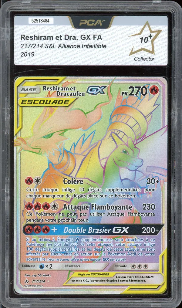 PCA 10+ Reshiram et Dracaufeu Gx Rainbow