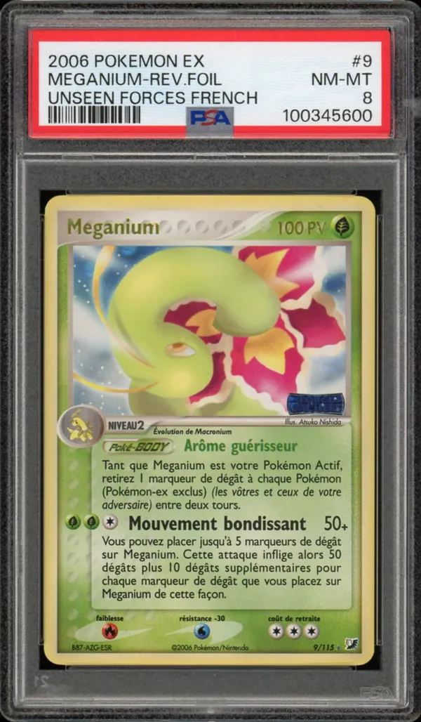 PSA 8 Meganium Holo Reverse