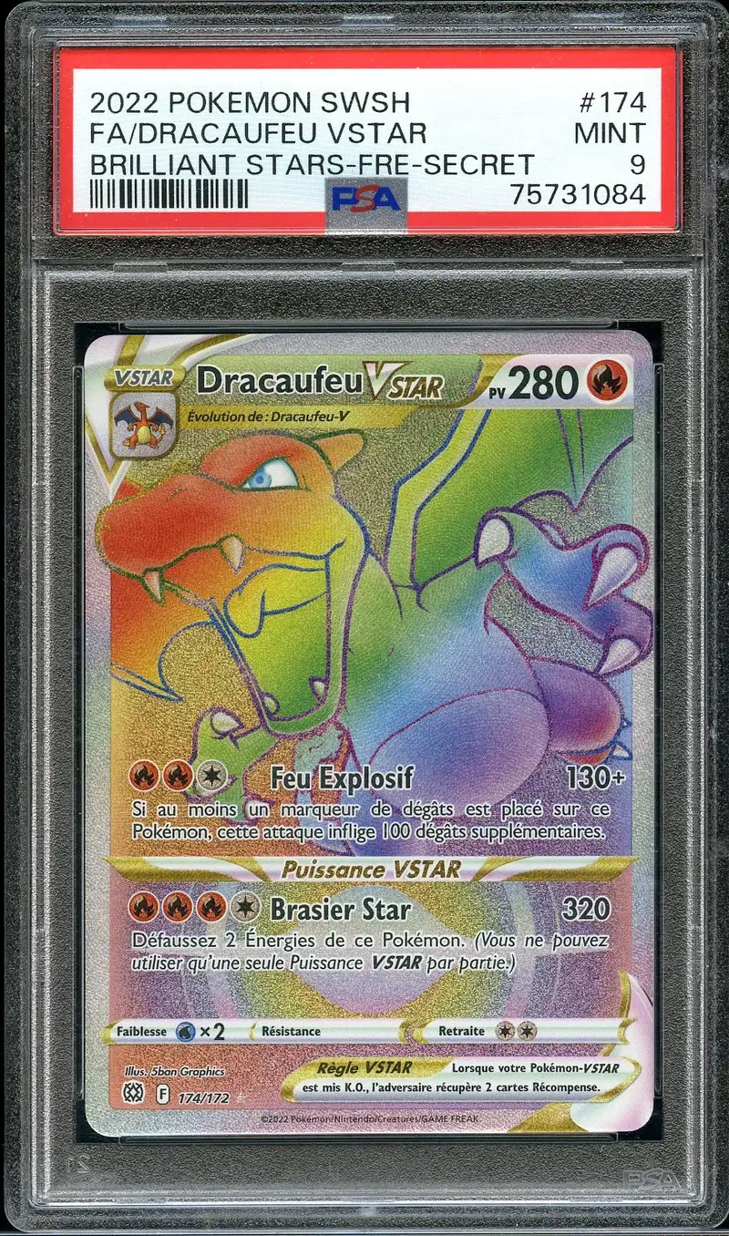 PSA 9 Dracaufeu VStar Rainbow