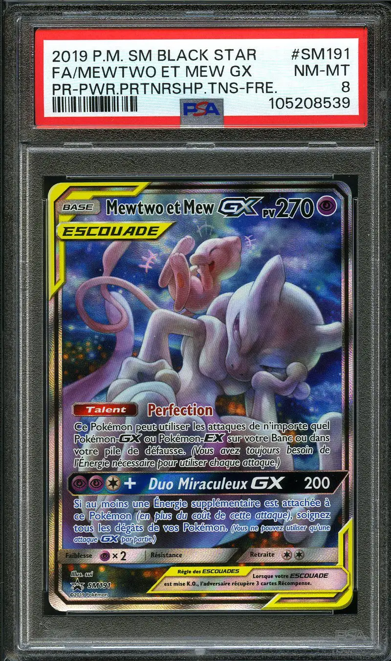 PSA 8 Mewtwo et Mew Gx