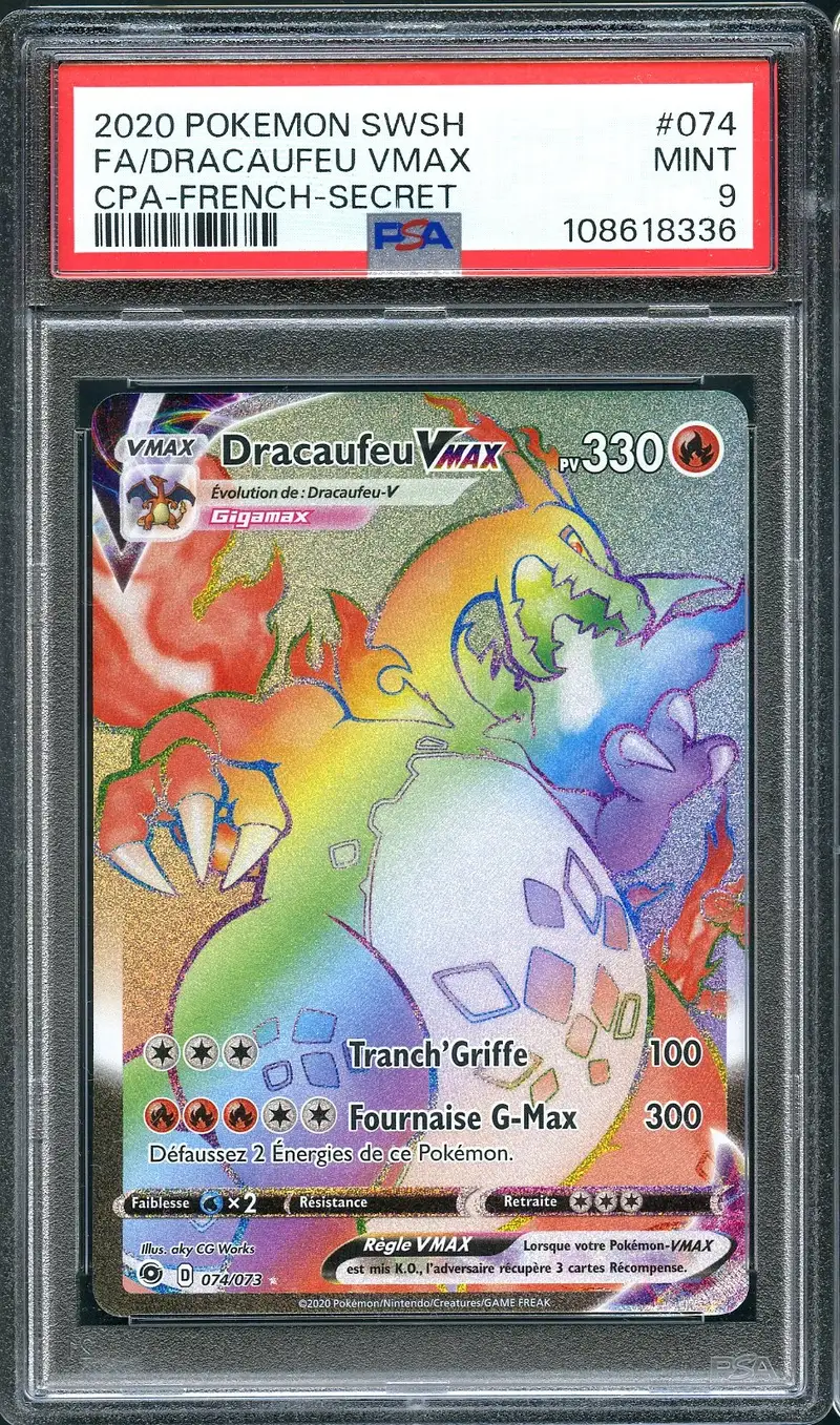 PSA 9 Dracaufeu VMax Rainbow