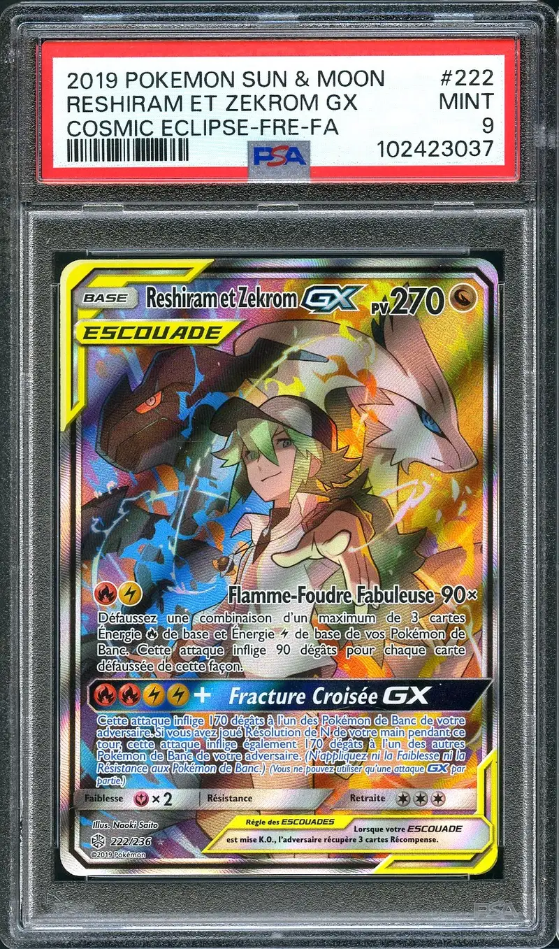 PSA 9 Reshiram et Zekrom Gx