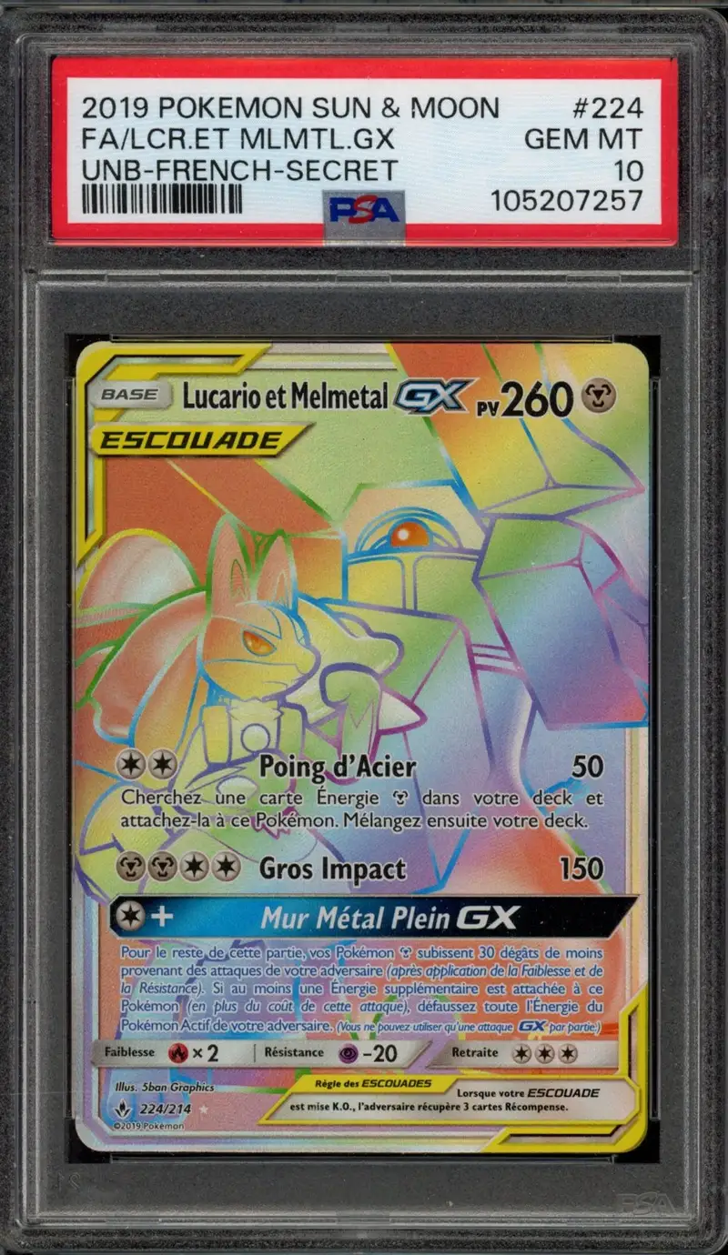 PSA 10 Lucario et Melmetal Gx Rainbow