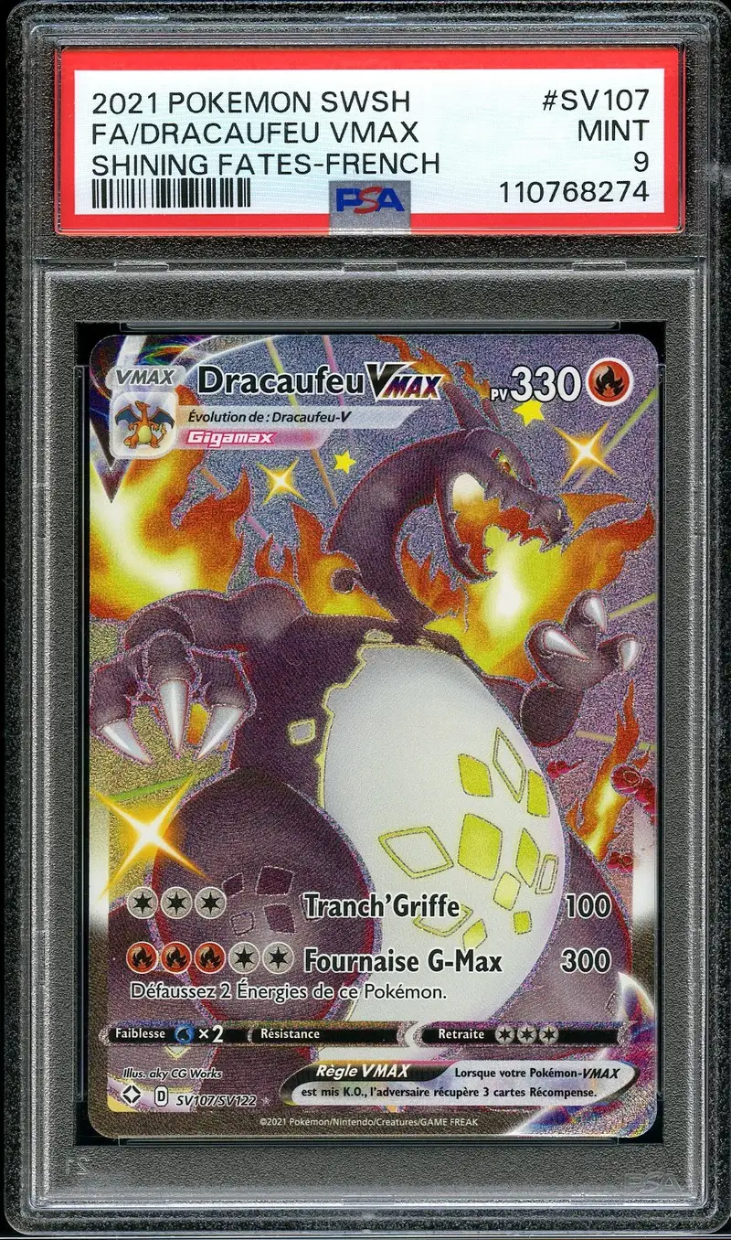 PSA 9 Dracaufeu VMax Shiny