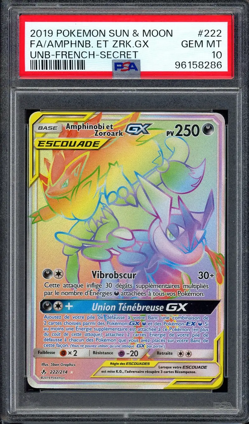 PSA 10 Amphinobi et Zoroark Gx Rainbow
