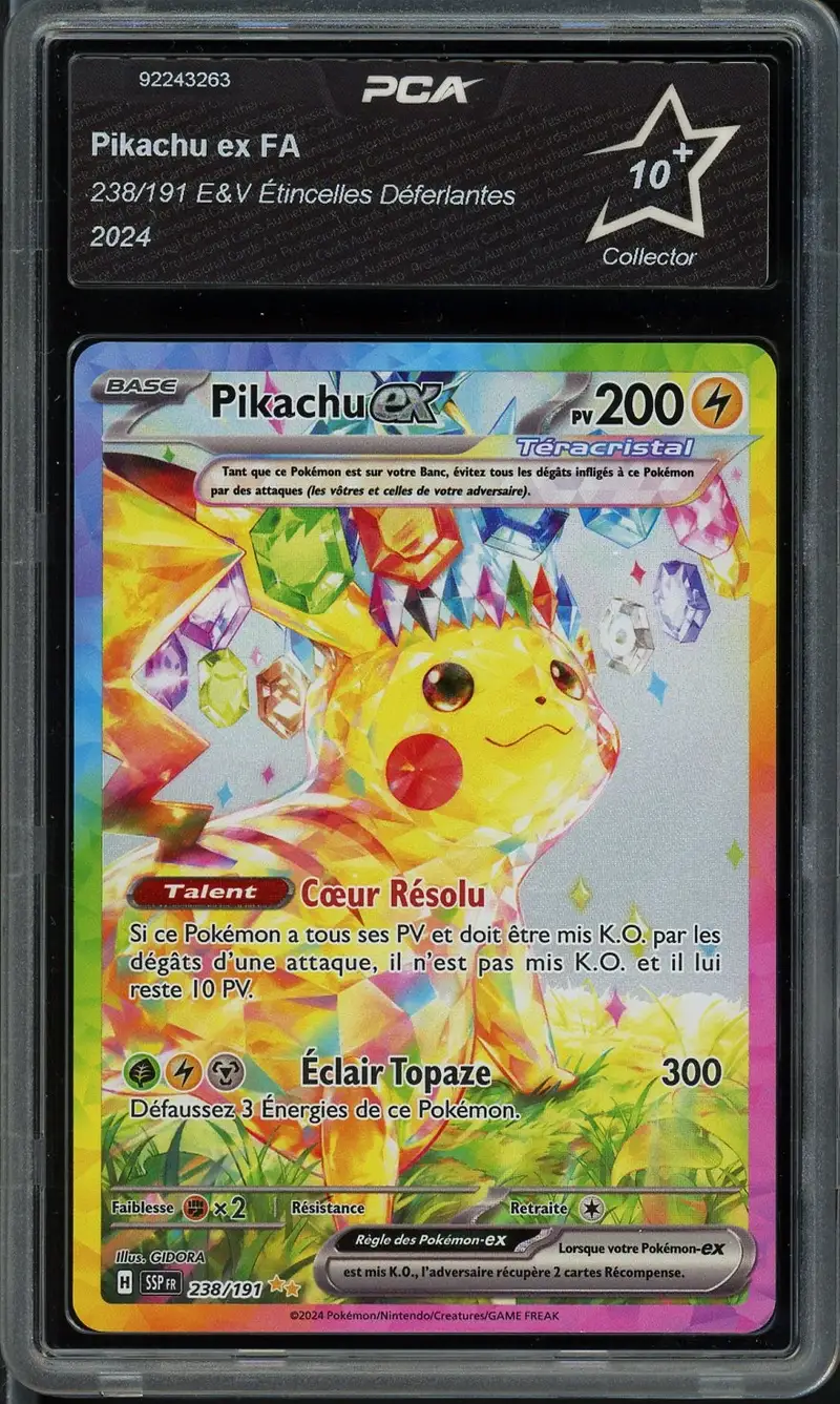 pokemon cards pikachu ex mega PSA 10 Gold clear acrylic holder that perfectly accentuates the stunning visual design and character artwork Pikachu Ex 2025 Mega Dream