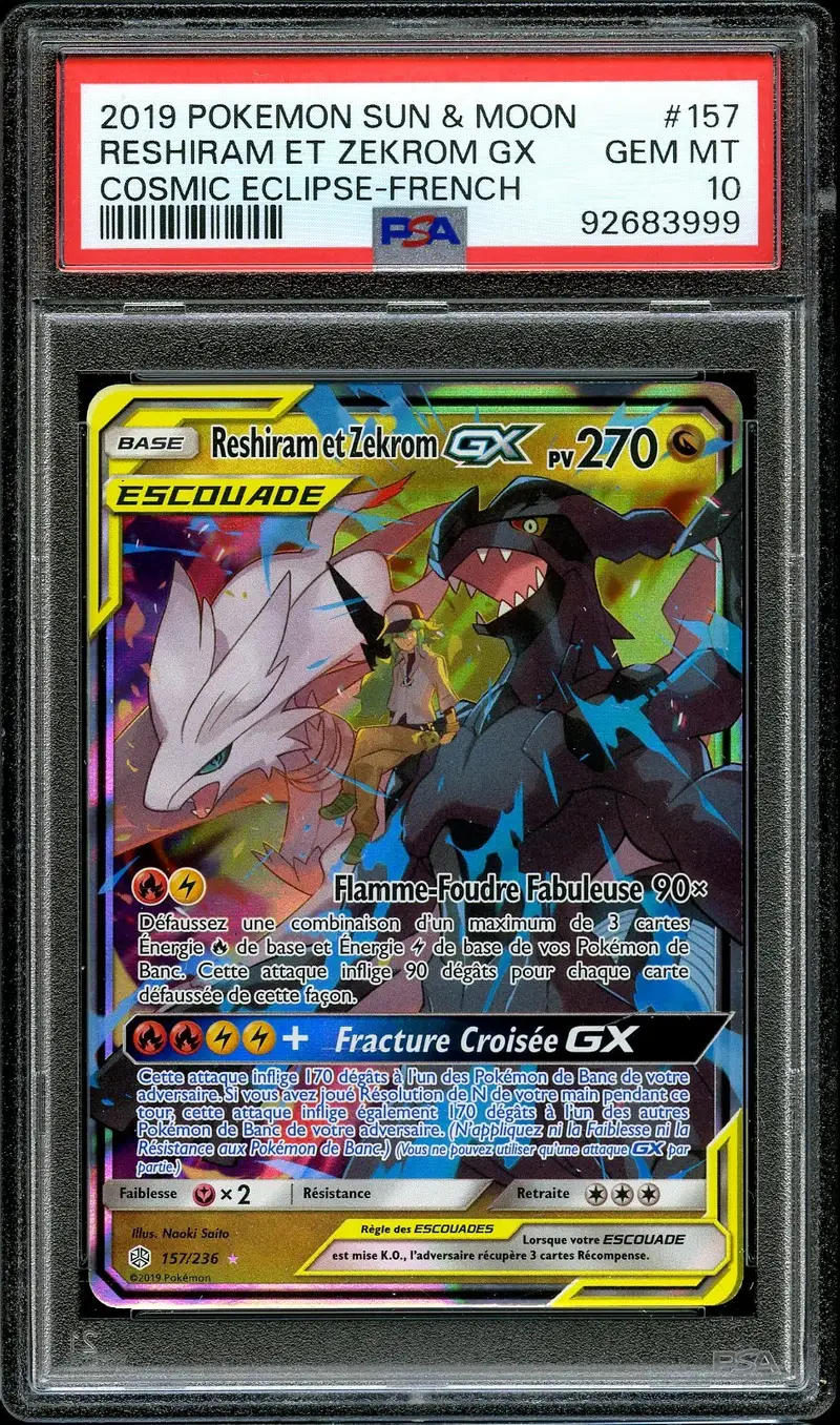 PSA 10 Reshiram et Zekrom Gx