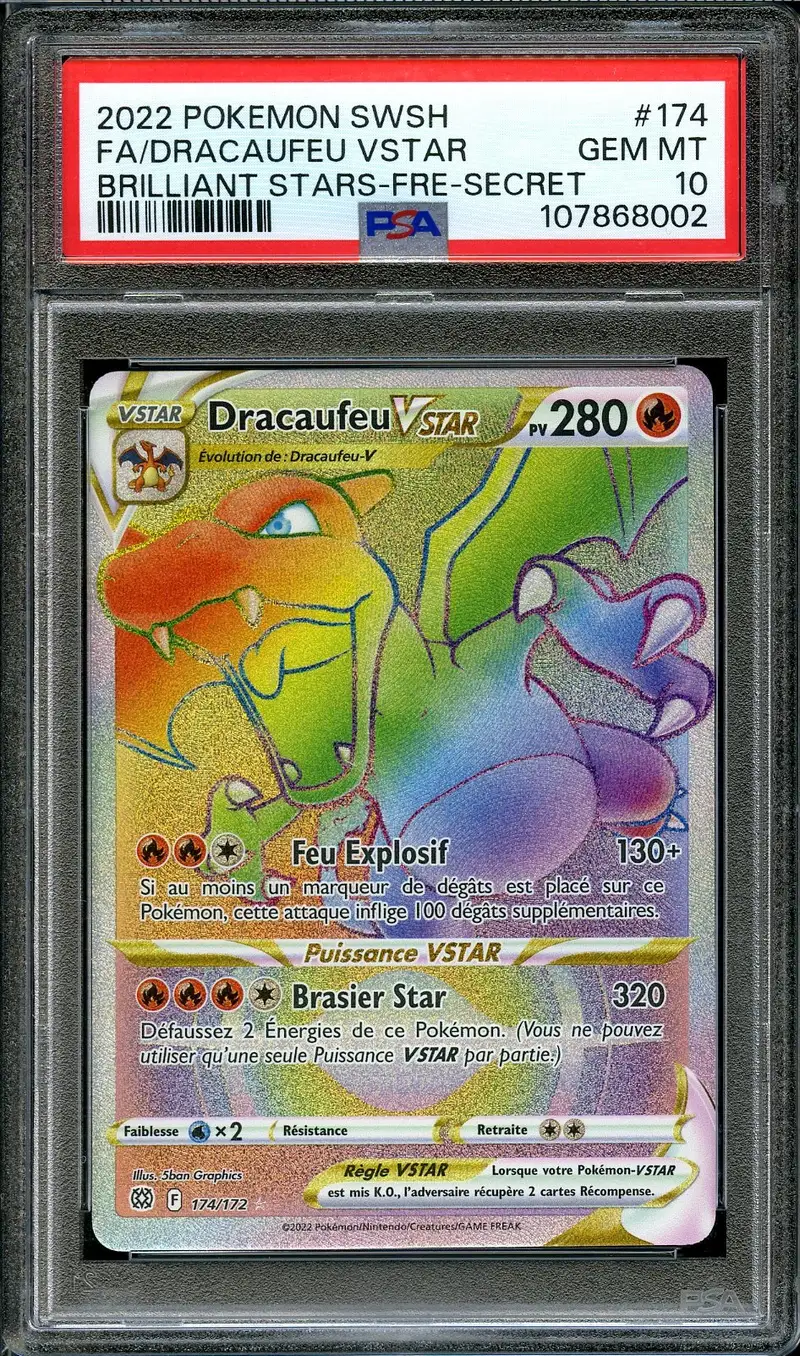 PSA 10 Dracaufeu VStar Rainbow