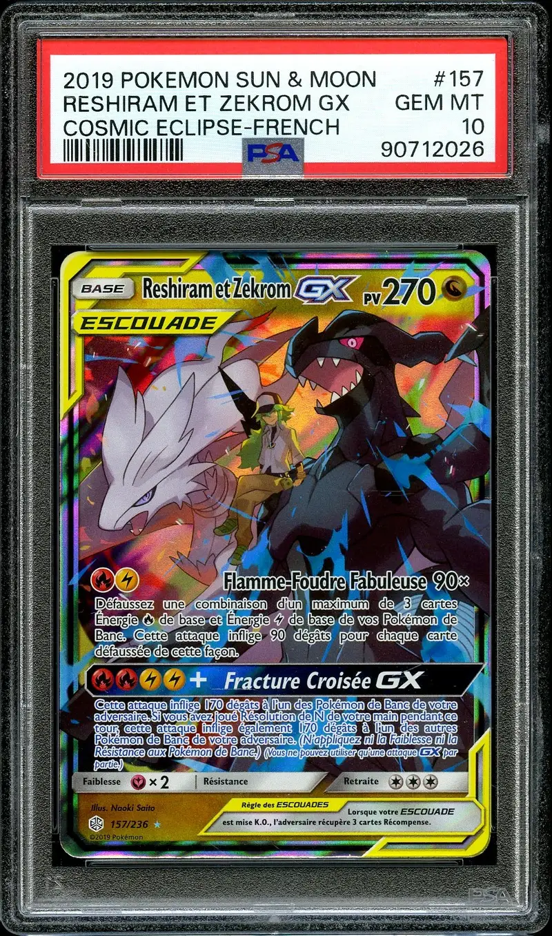 PSA 10 Reshiram et Zekrom Gx