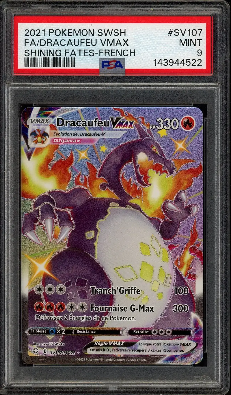 PSA 9 Dracaufeu VMax Shiny