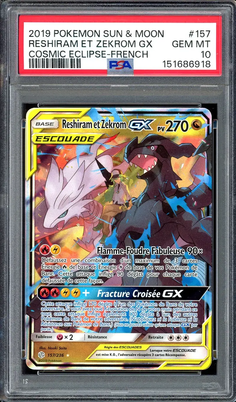 PSA 10 Reshiram et Zekrom Gx