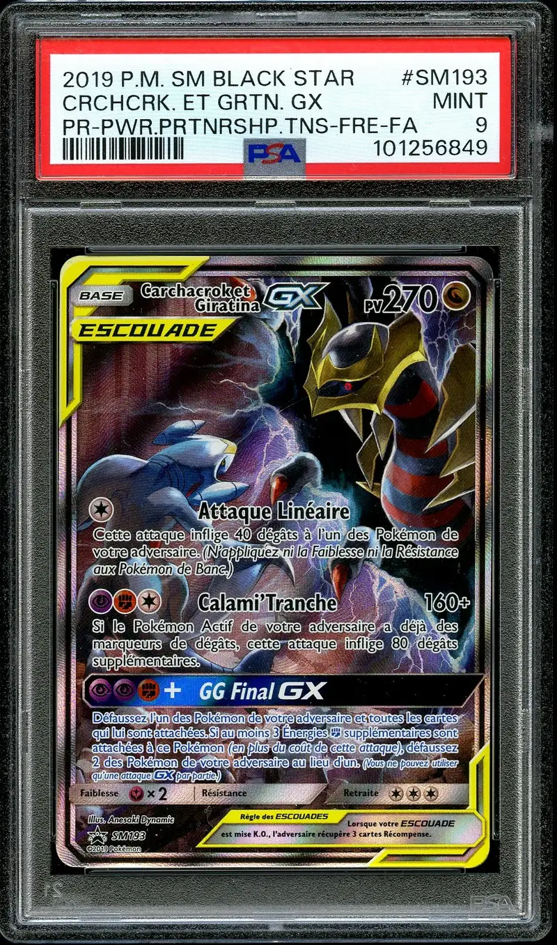 PSA 9 Carchacrok et Giratina Gx