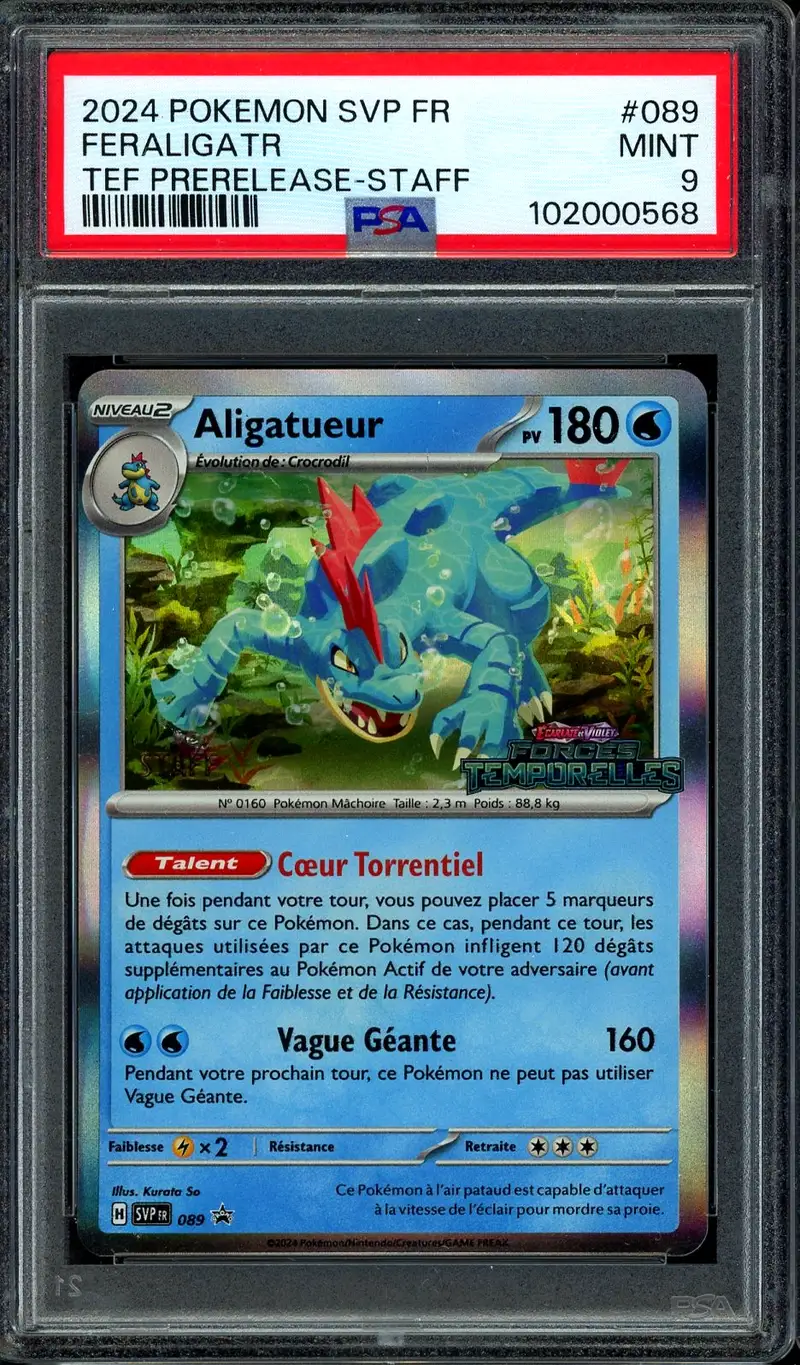 PSA 9 Aligatueur Prerelease Staff