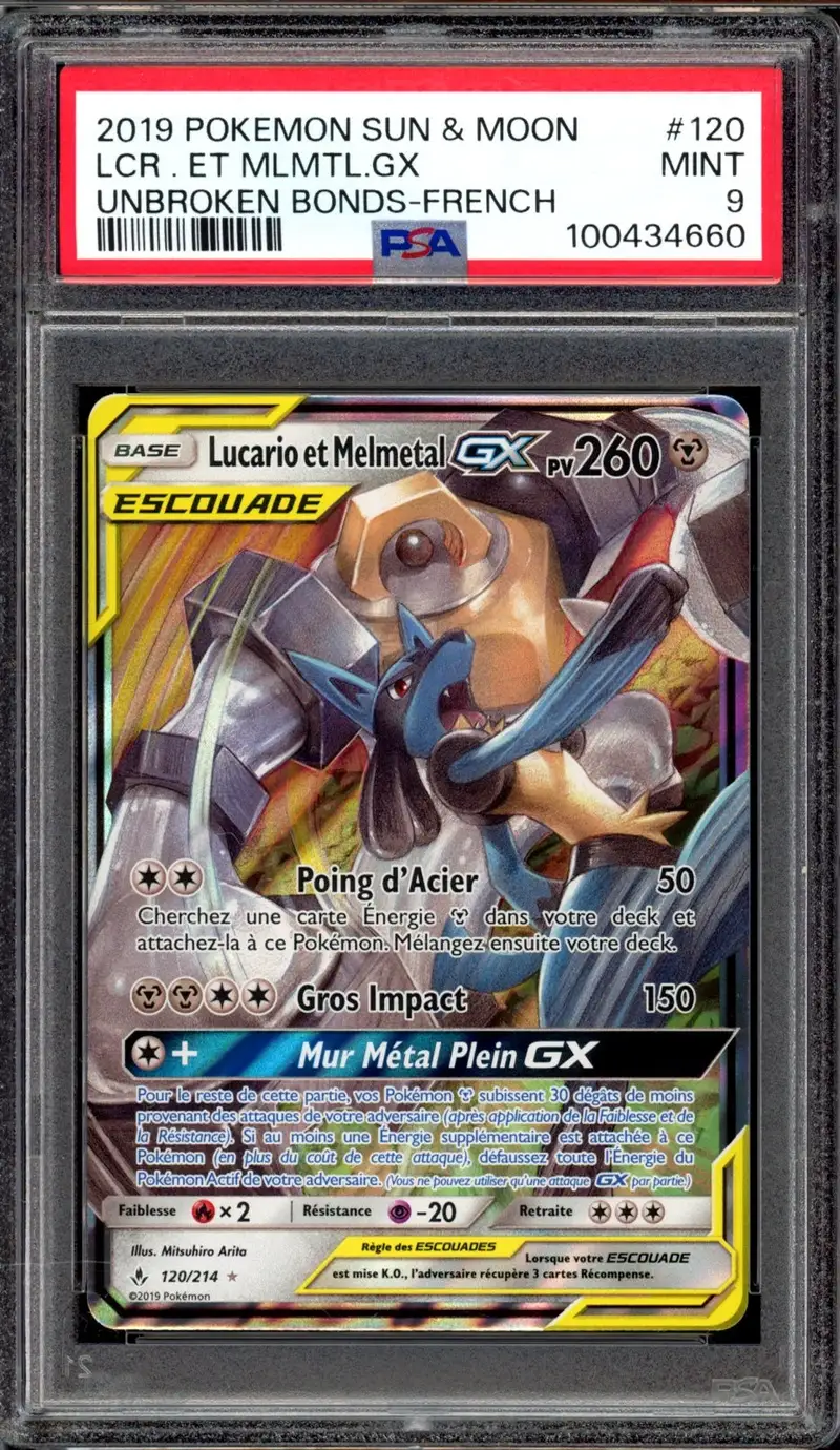PSA 9 Lucario et Melmetal Gx