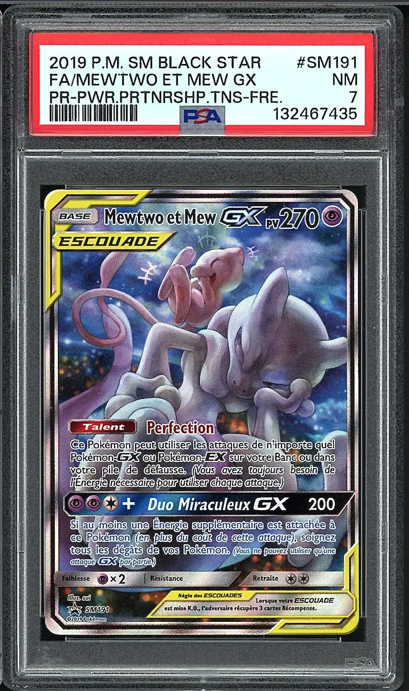 PSA 7 Mewtwo & Mew Gx