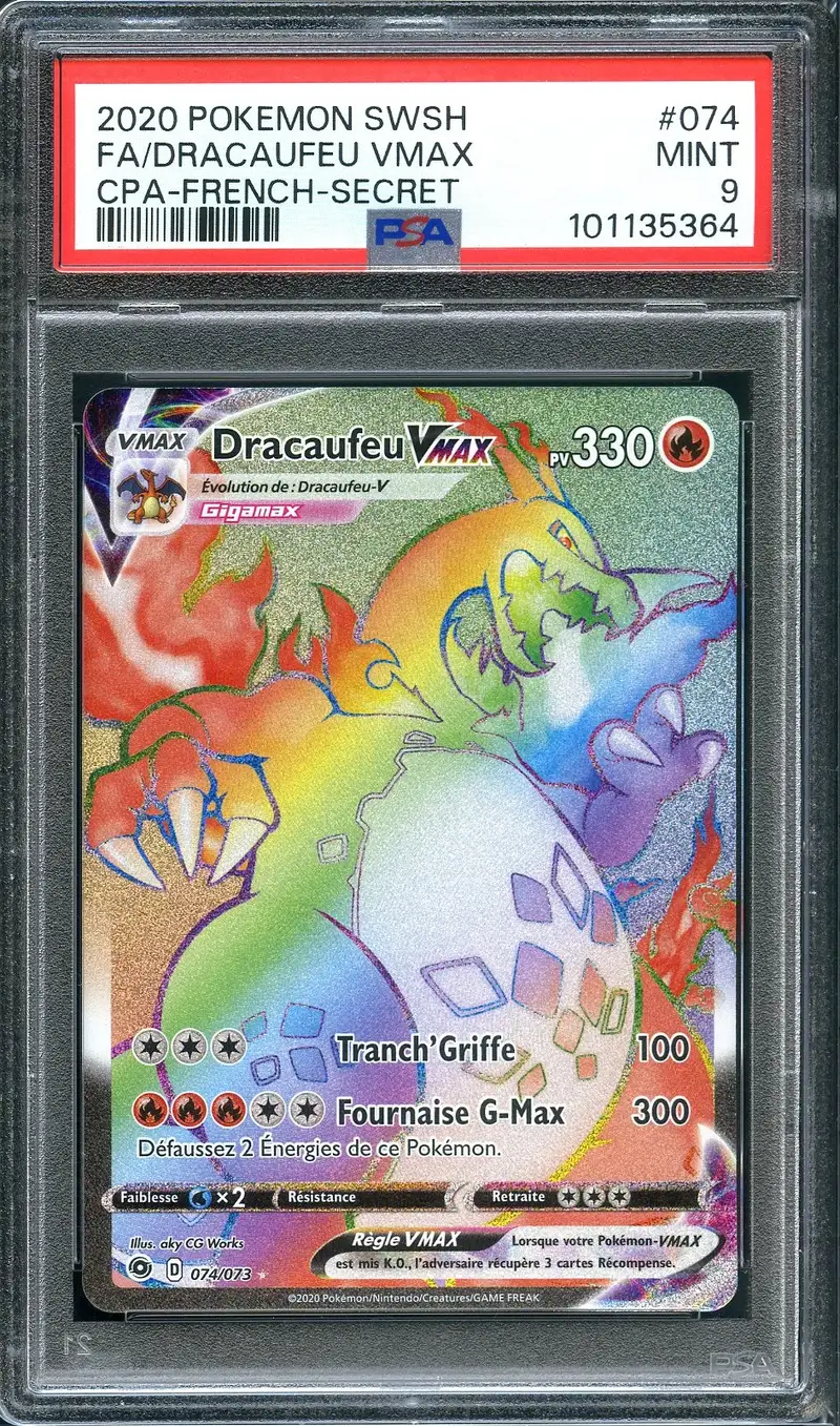 PSA 9 Dracaufeu VMax Rainbow