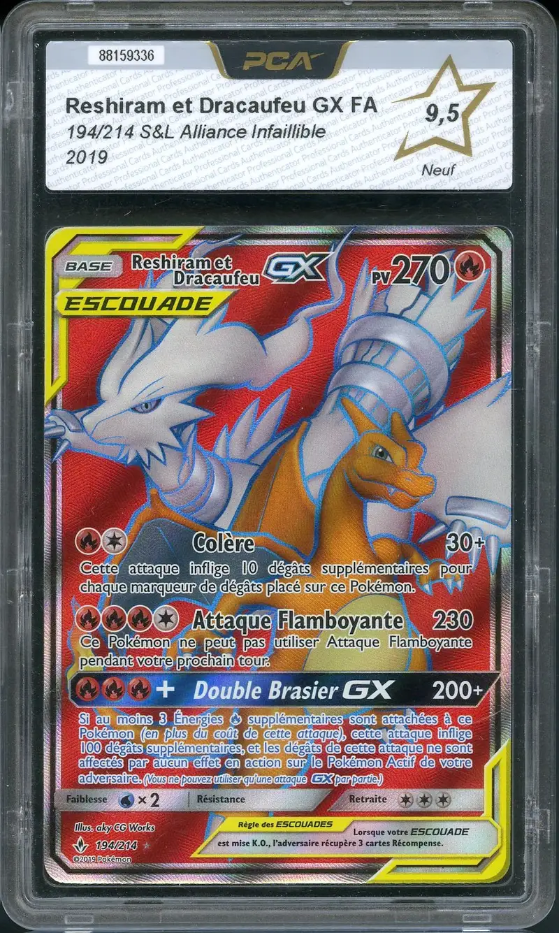PCA 9.5 Reshiram et Dracaufeu Gx