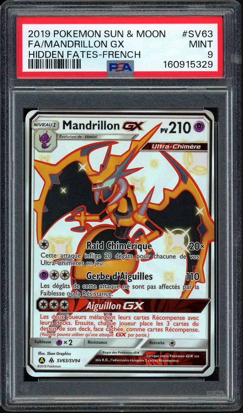 PSA 9 Mandrillon Gx Shiny