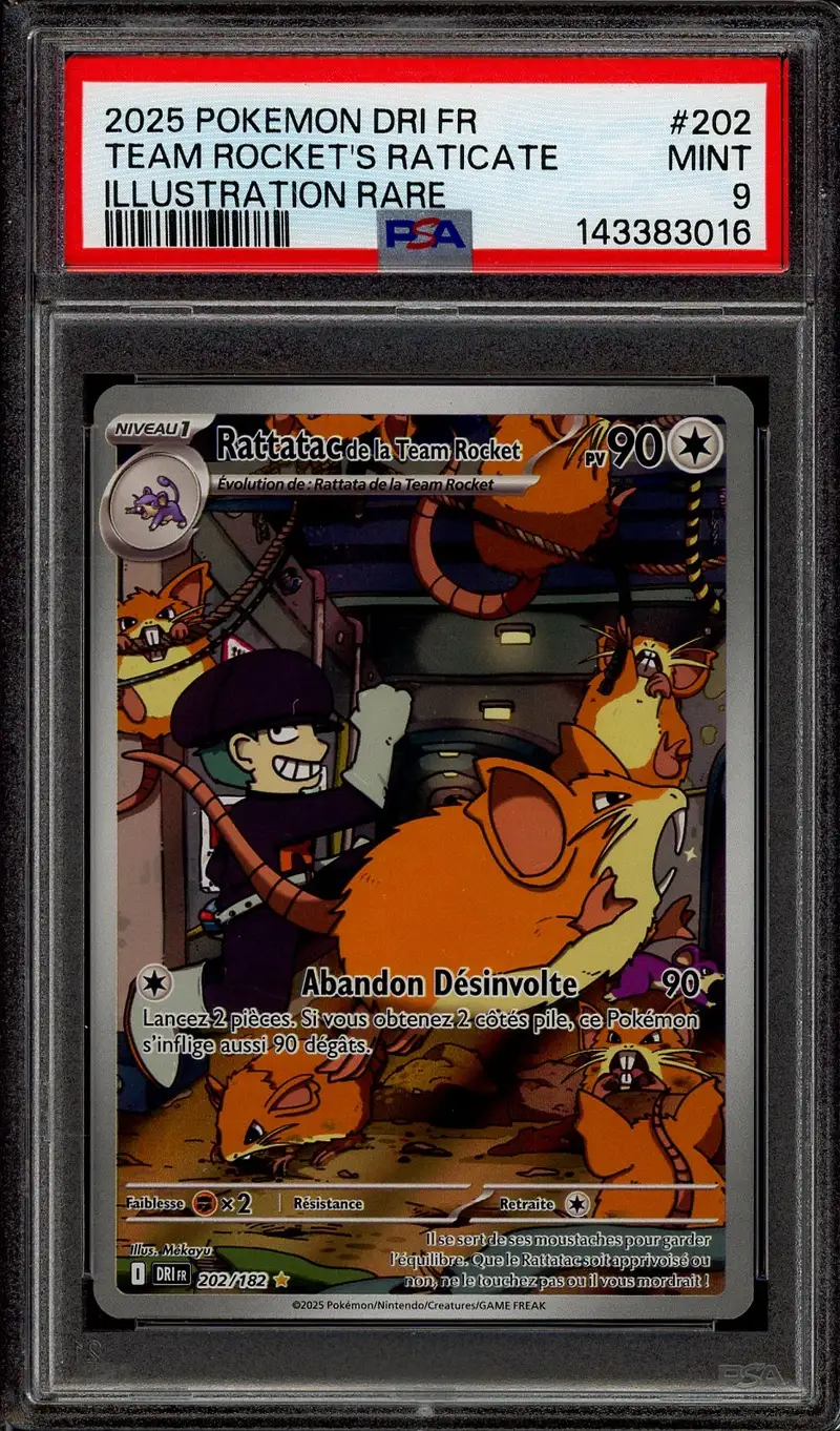 PSA 9 Rattatac de la Team Rocket