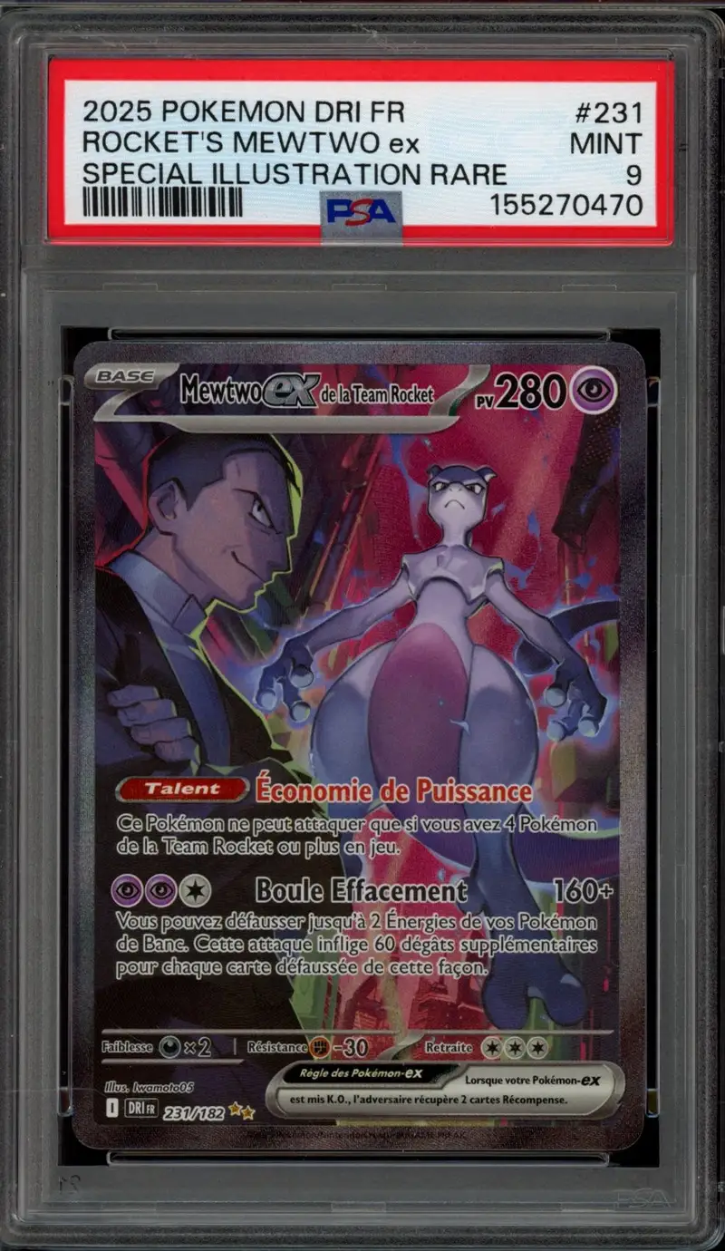 PSA 9 Mewtwo Ex de la Team Rocket