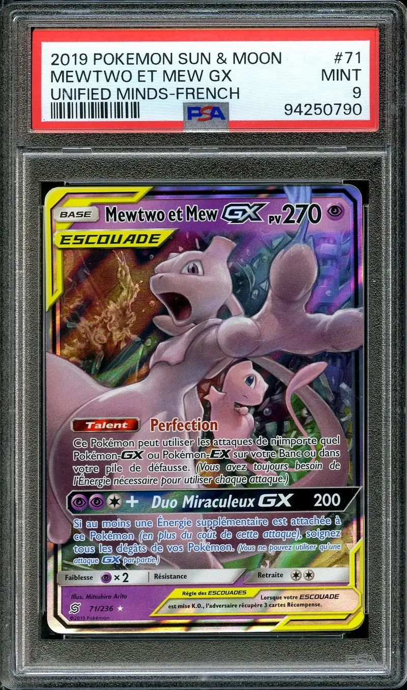 PSA 9 Mewtwo et Mew Gx