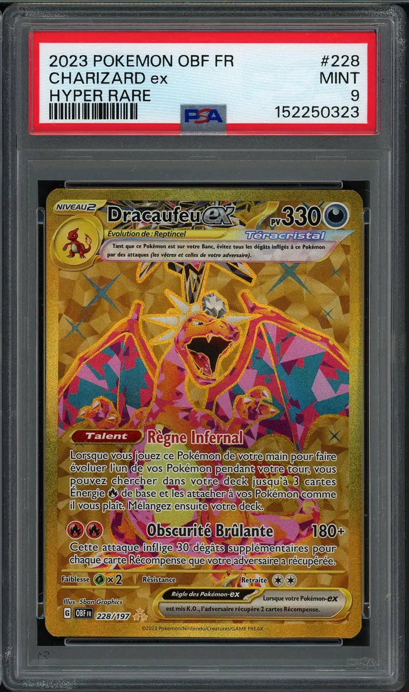 PSA 9 Dracaufeu Ex Gold